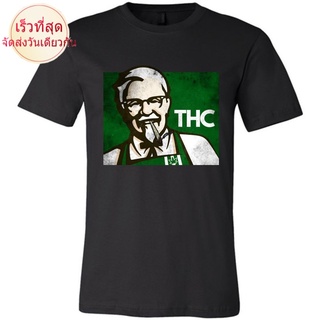 Wew23e23 เสื้อยืด ผ้าฝ้าย พิมพ์ลาย Fakeda Thc Harland Sandermoke Weed 420 Cannabis_Day Kfc_Parody S สีดํา สําหรับผู้ชาย