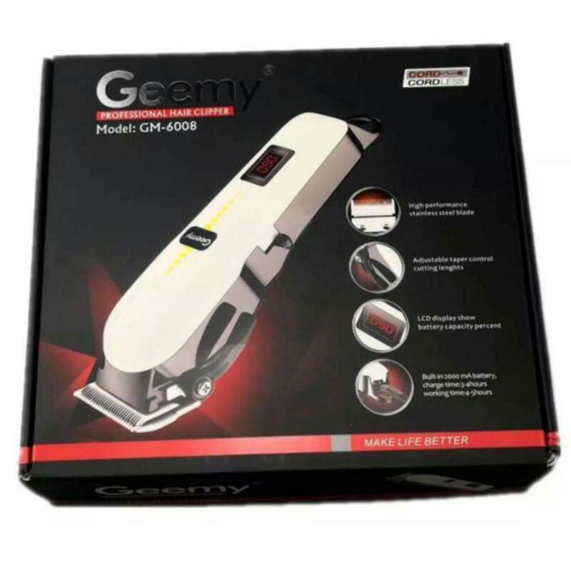 ปัตตาเลี่ยนไร้สาย Gemei รุ่นGM-6008 PROFESSIONAL HAIR CLIPPER(White