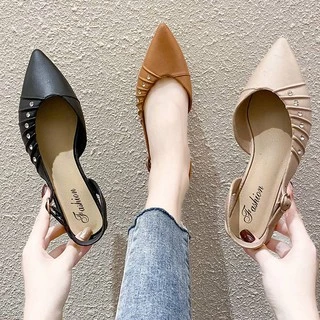 พร้อมส่ง รองเท้า คัชชู รัดส้น หัวแหลม นิ่มกันน้ำ ใส่สบาย สวยๆ ราคาถูก 38