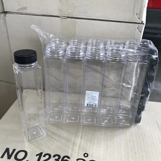 ขวด PET ทรงเหลี่ยม ทรงกระบอก 350ml. 11ออนซ์ RW.2286 4.5x4.5x20.2cm.แพ็ค10ใบ