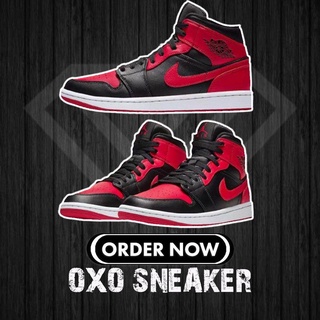 Nike AIR JORDAN 1 MID RED BLACK AJ1 NIKE SHOES