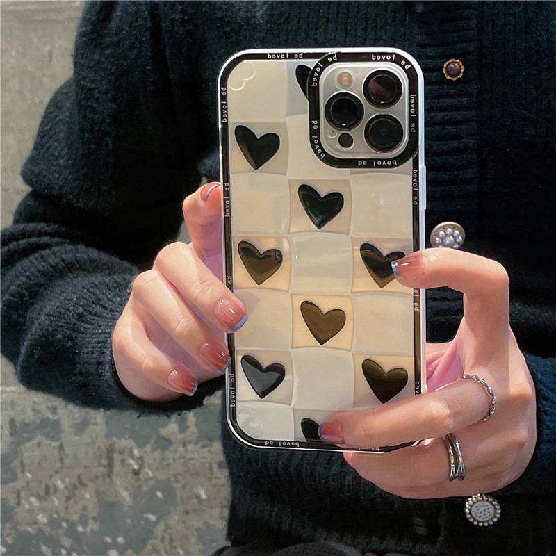 -พร้อมส่งในไทย-เคสซิลิโคน สกรีนลายตารางขาว/ดำ TPU นิ่ม สำหรับรุ่น 14/14PRO 14 PROMAX 13/13PRO 13PROMAX 12 11 XS#267 ราคา ถูกที่สุด ดีลบีเคเค แกลเลอรีภาพที่ 2