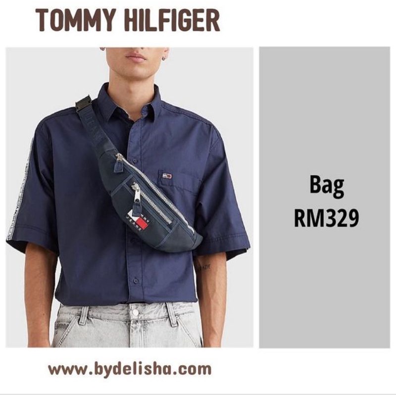 Tommy Hilfiger Men Jacquard Recycled Fanny Pack กระเป๋าสะพายข้าง สีกรมท่า