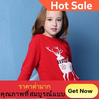 สินค้าคุณภาพใหม่คริสต์มาส เสื้อกันหนาวเด็กคริสต์มาสชายและหญิงเด็กโตหนาแขนยาวถักเสื้อ