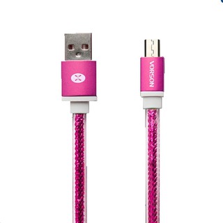 Vorson สาย Micro USB สำหรับ Android เเละอุปกรณ์อื่นที่รองรับ (Pink)