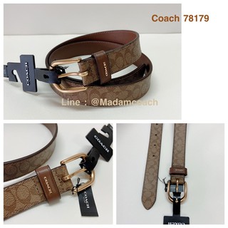 พร้อมส่ง เข็มขัดผู้หญิง Coach 78179 Classic Belt in Signature Canvas Khaki/Sallde ของแท้ Size M เอว 31.5-35.5 นิ้ว