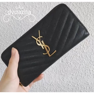 ของแท้ SAINT LAURENT/YSL Monogram Long Zip Wallet