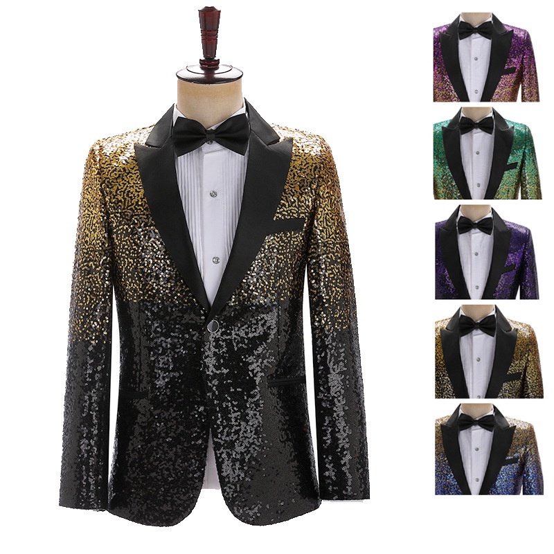 Suit Jackets & Blazers 1451 บาท เสื้อแจ็กเก็ตสูท ประดับเลื่อม ไล่โทนสี เหมาะกับใส่ไปเวที ปาร์ตี้ งานแต่งงาน สําหรับผู้ชาย Men Clothes