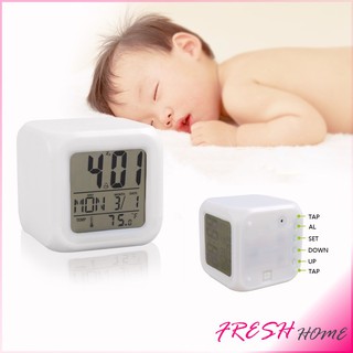 นาฬิกา ทรงลูกเต๋า ตั้งโต๊ะดิจิตอลพร้อมไฟ LED  แสดงเวลา วันที่ เดือน สัปดาห์ Desk Clock