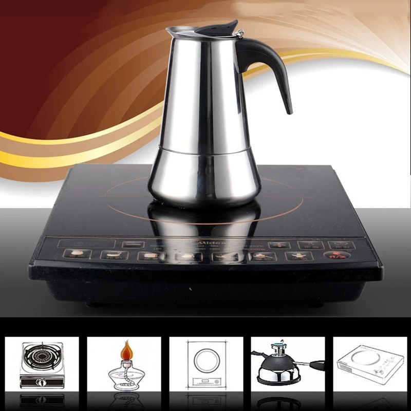 MOKA POT กาต้มกาแฟสดแบบพกพา กาต้มกาแฟสด สแตนเลส  สามารถอุ่นด้วยเตาแม่เหล็กไฟฟ้า thumbnail 5
