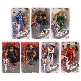 Neca ฟิกเกอร์ PVC รูป Street Fighter Ryu Ken Chun Li Gouki Guile ของเล่นสะสม สําหรับเด็ก