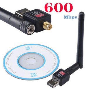 ตัวรับไวไฟแบบมีเสา USB WIFI Wireless Adapter Network 600Mbps