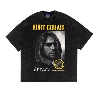 เสื้อยืดคอกลมเสื้อยืด พิมพ์ลาย Kurt COBAIN NIRVANA ขนาดใหญ่S-4XL