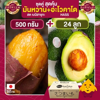 มันหวาน 500 กรัม มันหวานญี่ปุ่น + อะโวคาโด 12 ลูก อะโวคาโดสด อะโวคาโด้ มันหวานญี่ปุ่นนำเข้า มันญี่ปุ่น เบนิฮารุกะ