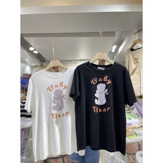 เสื้อยืดผ้าเด้งลายตุ๊กตาหมี Baby 🧸🎀ป้าย its me basic