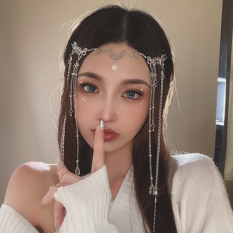 โบฮีเมียน หรูหรา แวววาว พลอยเทียม พู่ยาว เครื่องประดับผม หยดน้ํา คริสตัล ย้อนยุค กิ๊บติดผม อุปกรณ์ผม