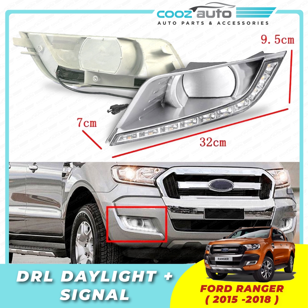 FORD RANGER 2015 - 2018 Daylight Daytime DRL + สัญญาณ + ฝาครอบไฟตัดหมอก