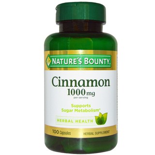 (พร้อมส่ง)Natures Bounty, Cinnamon, 1000 mg, 100 Capsules