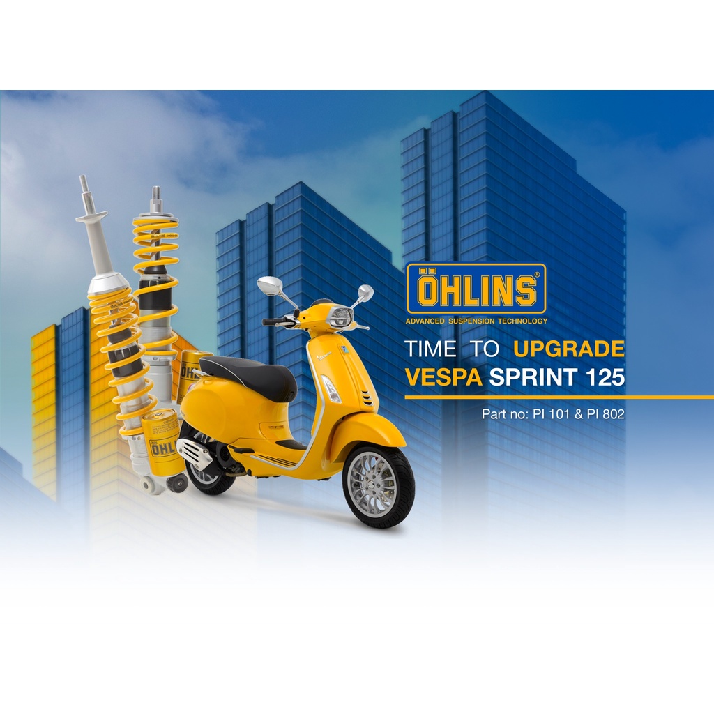 โช๊คหน้า-หลัง Ohlins Pi 101&PI802 for Vespa Sprint 125 150 ABS 2020-25