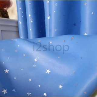 i2shop ม่านบังแดด ป้องกันUV เนื้อสวยพิมพ์ลายดาว แบบห่วงตาไก่ ม่านประตู ม่านหน้าต่าง พร้อมใช้งาน