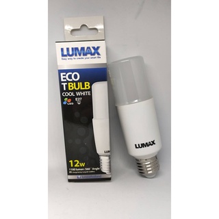 หลอดแอลอีดี ทรงกระบอก Eco T Bulb 12w Cool White CW 4000K ขาวนวล E27 Lumax