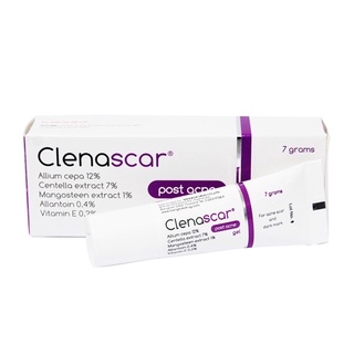 Clenascar post acne gel คลีนาสการ์ โพสท์ แอคเน่ เจล ลดรอยแผลเป็นจากสิว รอยแดง รอยดำ ขนาด 7 กรัม