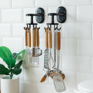 Punch-free kitchen wall storage rack rack rotary hook pot shovel spoon kitchen utensils wall mounted