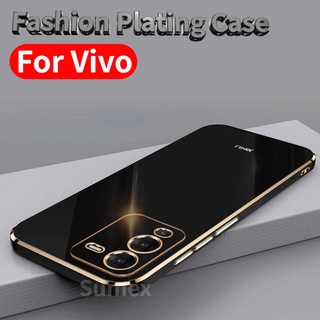 เคสซิลิโคนนิ่ม ทรงสี่เหลี่ยม สําหรับ Vivo V25 V23 Pro Y02 Y02A Y02T V25E V23E 5G Vivo Y77 Y02S