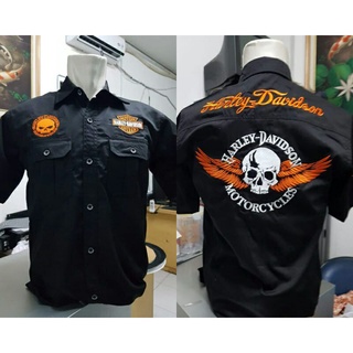 เสื้อเชิ้ต ลายกะโหลก Harley Davidson สําหรับขี่รถจักรยานยนต์