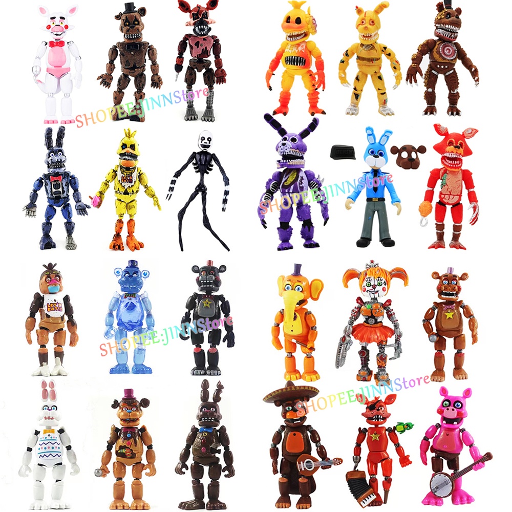 JINN Five Nights At Freddy’s ของเล่นฟิกเกอร์ซีรีส์ SECURIY BREACH Glamrock Foxy Bonnie Fazbear ตุ๊กตาพีวีซี FNAF สำหรับของขวัญสำหรับเด็ก