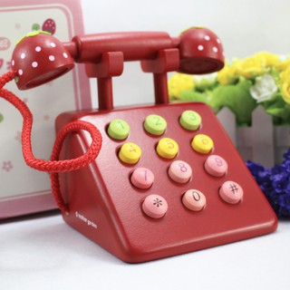 โทรศัพท์ของเล่น โทรศัพท์เด็ก โทรศัพท์ไม้ ของเล่นเสริมมมพัฒนาการ Kid phone