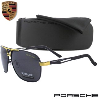 Polarized แว่นกันแดด แฟชั่น รุ่น PORSCHE UV 8521 C-3 สีทองเลนส์ดำ แว่นตา ทรงสปอร์ต วัสดุ PC ( เลนส์โพลาไรซ์ )