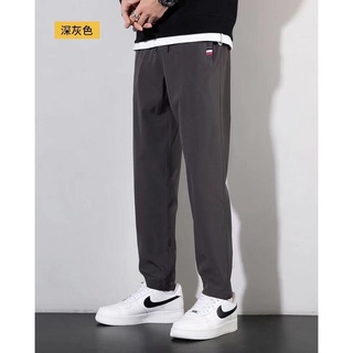 (พร้อมส่ง)men pants กางเกงขายาว ผ้าดีมาก เอวยางยืด  ผ้าCotton-Spandex ยืดได้เยอะ ทรงสวยใส่เท่ สไตล์สตรีท M-4XL กรมดำเทา