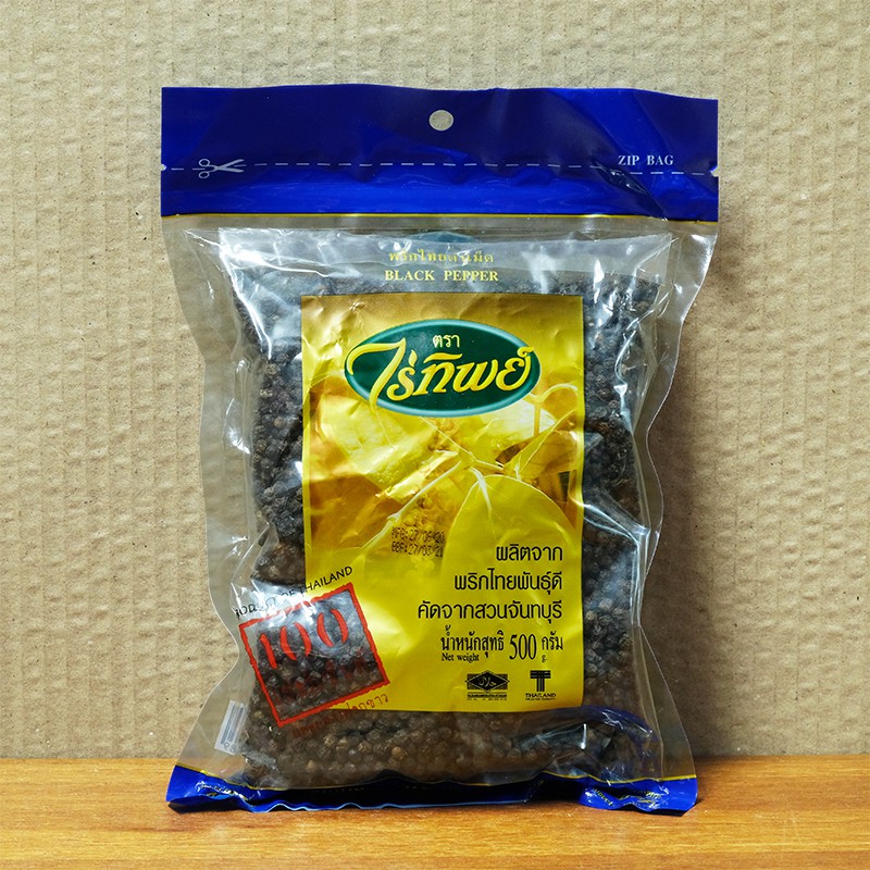 พริกไทยดำเม็ด(แบบถุง) ตราไร่ทิพย์ ขนาด 500 กรัม