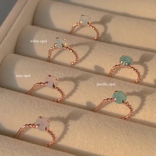 SissyJewelry // ต่างหูเงินแท้ รุ่น Mini twist  hoop stud พลอย4mm (rosegold-plated)