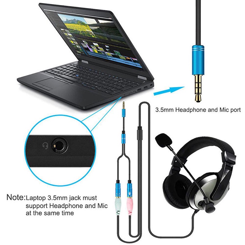 【จัดส่งรวดเร็ว】สายเคเบิลแยกเสียง 3.5 มม. 2 In 1 ตัวผู้ เป็น 2 ตัวเมีย แจ็คแปลง AUX สําหรับหูฟัง PC ไมโครโฟน