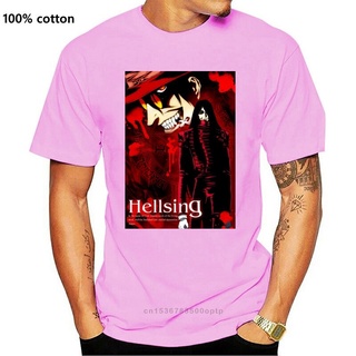 ROUNDคอลูกเรือNeckใหม่ เสื้อยืดลําลอง แขนสั้น พิมพ์ลายโปสเตอร์ Hellsing Anime Tv Show คุณภาพสูง สําหรับผู้ชาย S-2 Opnpgh