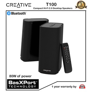Creative T100 Compact Hi-Fi 2.0 Desktop Speakers for Computers and Laptops ลำโพงสำหรับคอมพิวเตอร์ ระบบเสียงแบบ 2.0Ch