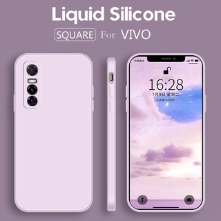 เคสมือถือ แบบซิลิโคน สีพื้น สําหรับ VIVO Y21 Y21s Y21t Y33s Y20 Y20i Y20s G Y12a Y15a Y15s Y01 Y11 Y31 Y51 Y17 Y15 Y12 Y12s Y11s Y53 Y55 Y55s S1 Pro สแควร์ Square Liquid Case การป้องกันกล้อง