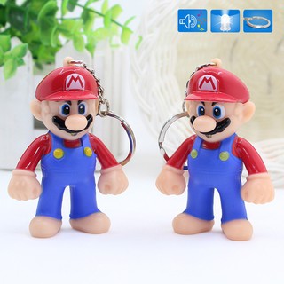 ใหม่ พวงกุญแจฟิกเกอร์ Super Mario มีไฟ LED เสียง PVC ของเล่น ของสะสม วันเกิด