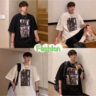 Fashion เสื้อยืดผู้ชาย ลายสกรีน เสื้อโอเวอร์ ตัวใหญ่ ใสสบาย S109