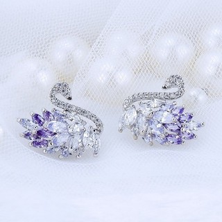 Miss Earring ต่างหูแป้น FACET SWAN PURPLE