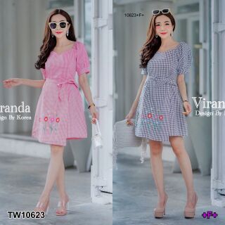 Dress เดรสแขนตุ๊กตา กระโปรงป้ายด้านหน้าเก๋ๆ