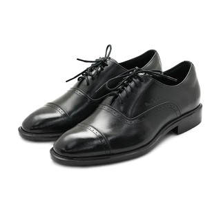 pierre cardin รองเท้าผู้ชาย รองเท้าหนังแบบผูกเชือก นุ่มสบาย ผลิตจากหนังแท้สีดำ รุ่น 80TD122