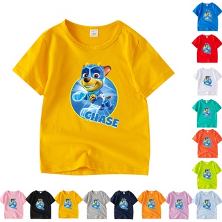 เสื้อยืดคอกลม แขนสั้น ผ้าฝ้าย ลายการ์ตูน Paw Patrol Chase น่ารัก สําหรับเด็ก 7 สี ABB008