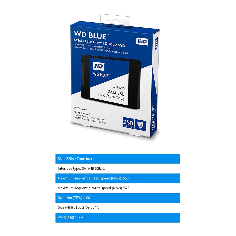 Western Digital WD Blue 3D NAND Internal Solid State Drive SSD SATA III ...