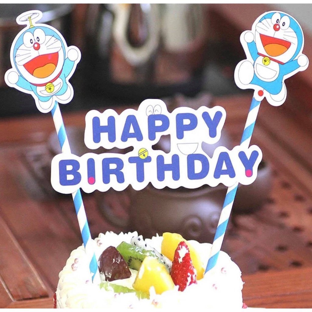 ป้ายปักเค้ก ป้ายปักเค้กวันเกิดโดเรม่อน✨รับชำระเงินปลายทาง✨