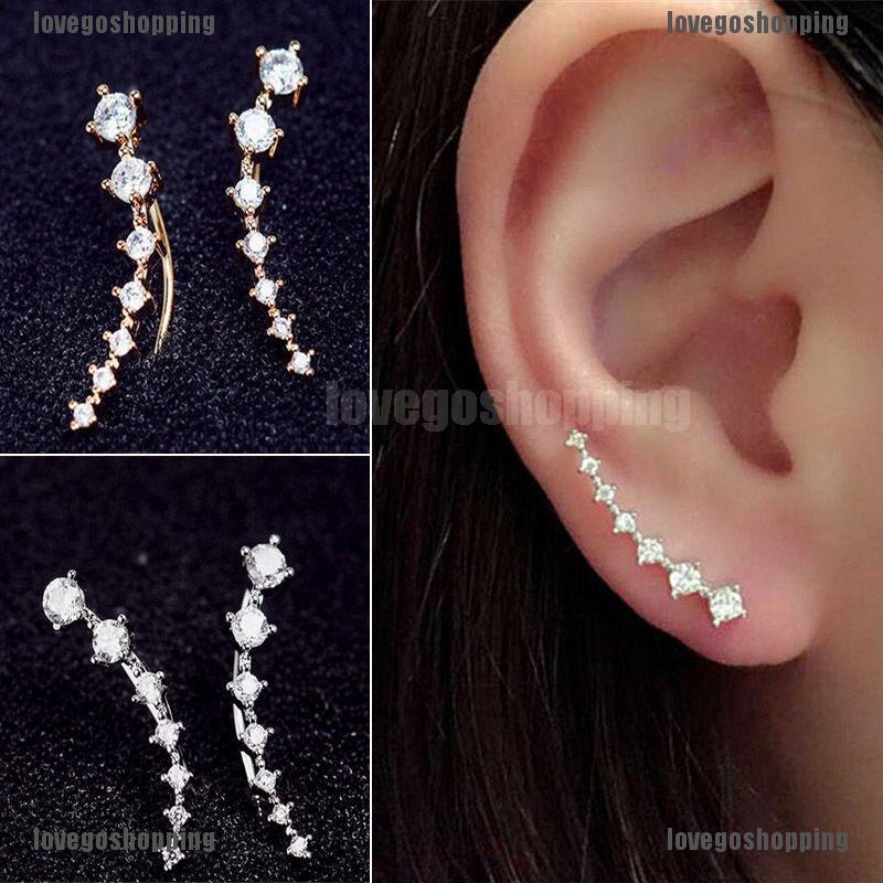 ๑•ิ.•ั๑ของขวัญเครื่องประดับแฟชั่นสตรีต่างหูตะขอคริสตัล Rhinestone