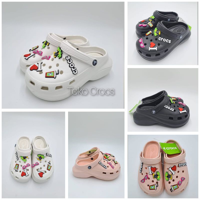 Crocs Bae Clog Fashion love / รองเท้าแตะผู้หญิง Crocs Bae Clog / Crocs bae fashion รวม Jibbitz
