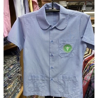 เสื้อสาธารณสุขคอบัว เสื้อลายริ้วอนามัย พร้อมส่ง